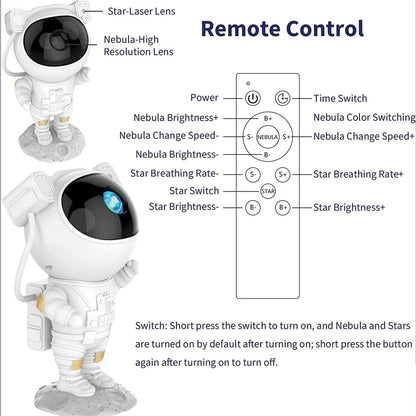 Astronaut Galaxy Projector Night Light – 360° Rotating Nebula Star Projector with Remote Control, Timer & Adjustable Head – Space Lamp for Kids’ Bedroom, Gifts, Gaming Room, Home & Décor