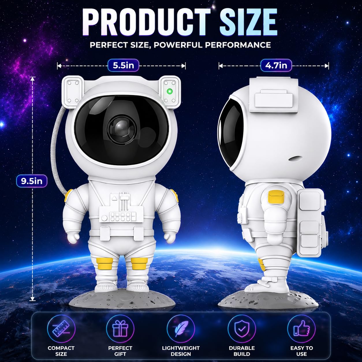 Astronaut Galaxy Projector Night Light – 360° Rotating Nebula Star Projector with Remote Control, Timer & Adjustable Head – Space Lamp for Kids’ Bedroom, Gifts, Gaming Room, Home & Décor
